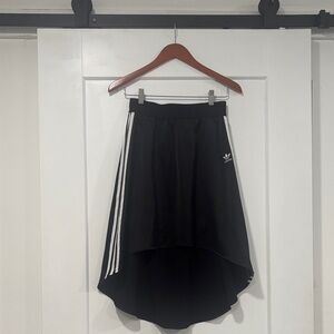 Adidas Women's High-Low Black Skirt with White Stripes